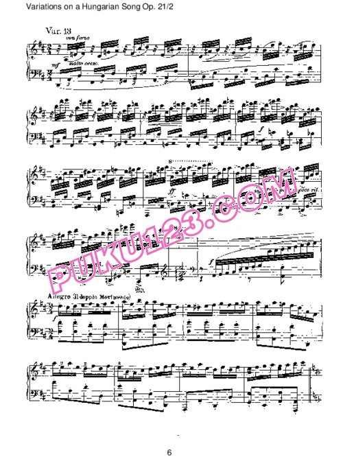 天天钢琴网-免费下载Brahms - Variations on a Hungarian Song Op.21-2