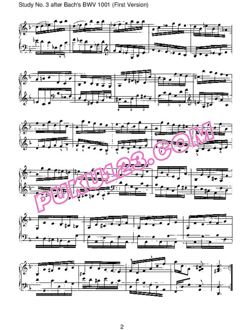 天天钢琴网-免费下载Brahms - Study No 3 after Bach's BWV 1001 (First Version)