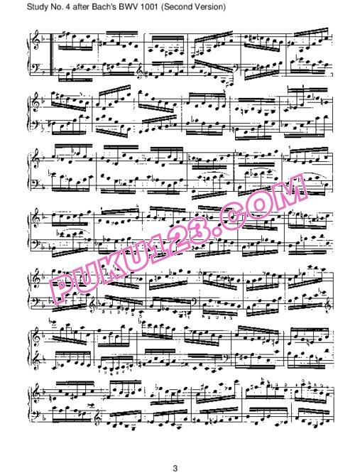 天天钢琴网-免费下载Brahms - Study No 4 after Bach's BWV 1001 (Second Version)