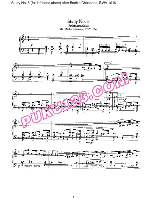 天天钢琴网-免费下载Brahms - Study No 5 (for left hand alone) after Bach's Chaconne, BWV 1016