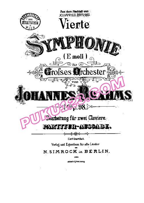天天钢琴网-免费下载Brahms - Symphony No.4 in e Minor Op.98 - 2 Pianos