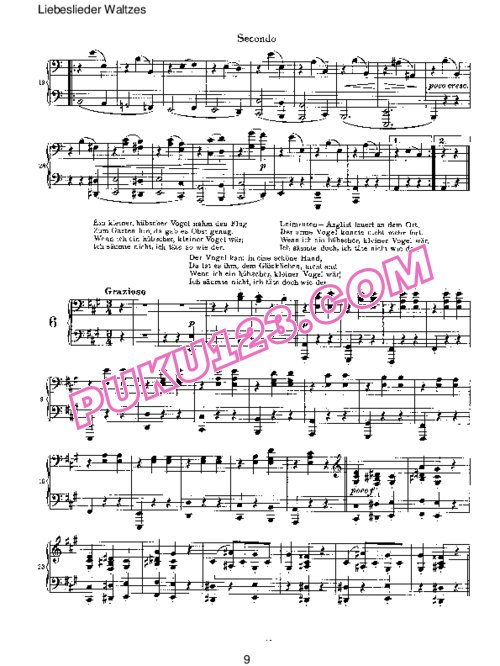 天天钢琴网-免费下载Brahms - Liebeslieder Waltzes Op.52 - 4 Hands