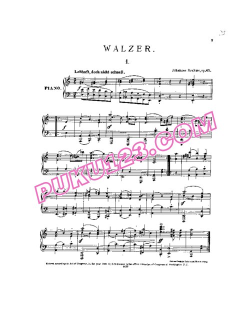 天天钢琴网-免费下载Brahms - Kirchner - New Liebeslieder Waltzes Op.65 - Solo Piano 柯希纳改编钢琴独奏版