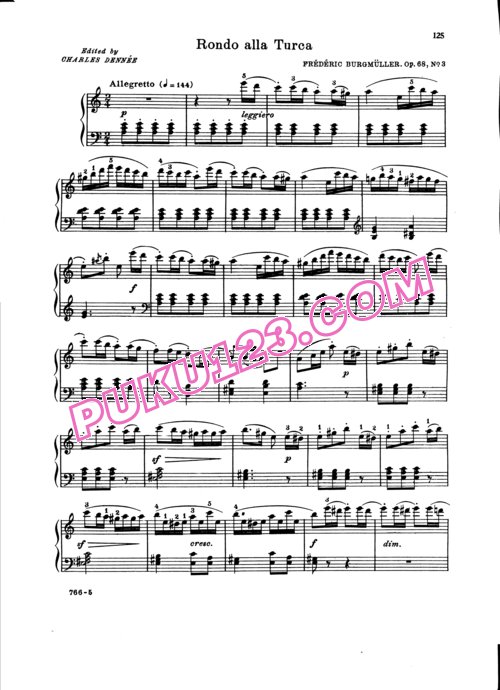 天天钢琴网-免费下载Burgmuller - Rondo Alla Turca Op.68 No.3 第3首 土耳其回旋曲