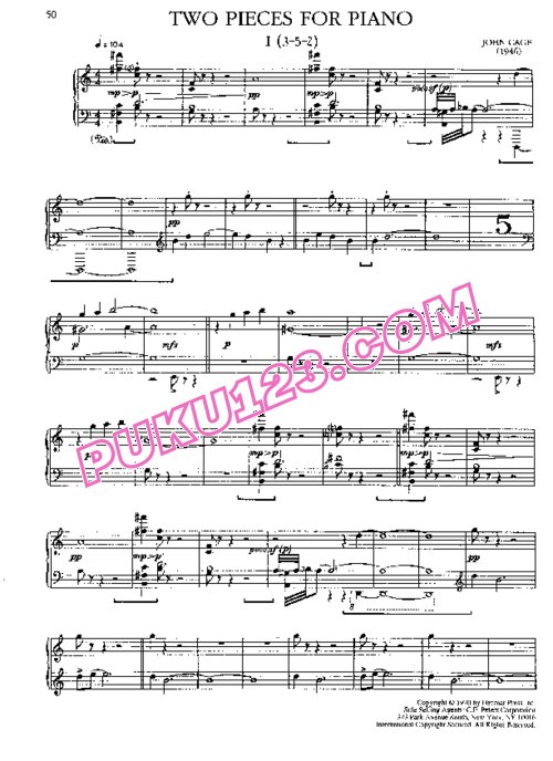 天天钢琴网-免费下载Cage - Two Pieces for Piano (1946)