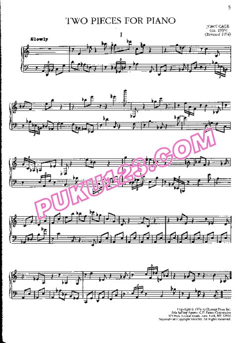 天天钢琴网-免费下载John Cage - Two Pieces for Piano (1935)