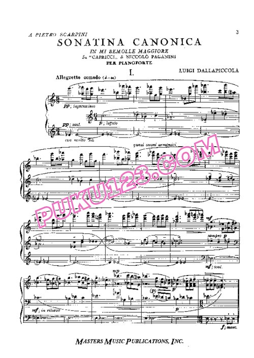 天天钢琴网-免费下载Dallapiccola - Sonatina Canonica on Caprices of Niccolo Paganini