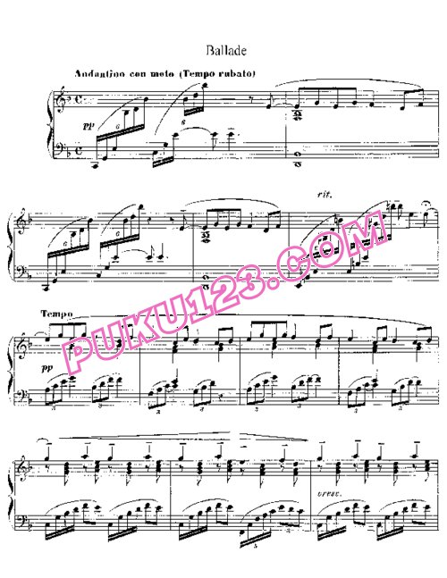 天天钢琴网-免费下载Debussy - Ballade F major