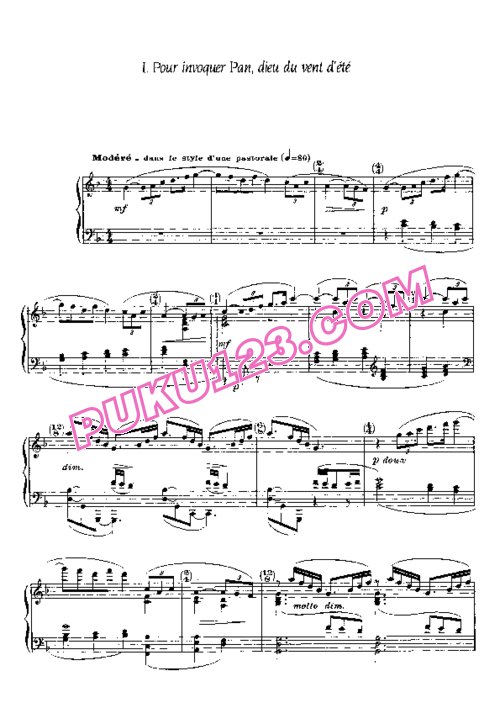 天天钢琴网-免费下载Debussy - 6 Epigraphes Antiques - Solo Piano
