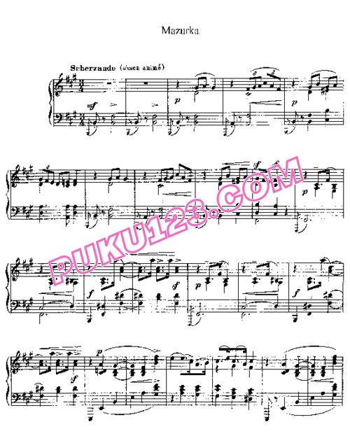 天天钢琴网-免费下载Debussy - Mazurka in f-sharp Minor