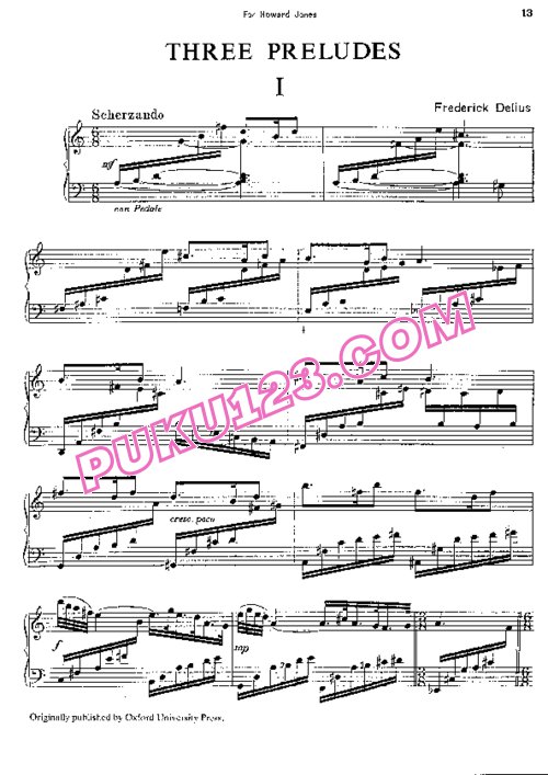 天天钢琴网-免费下载Delius - 3 Préludes