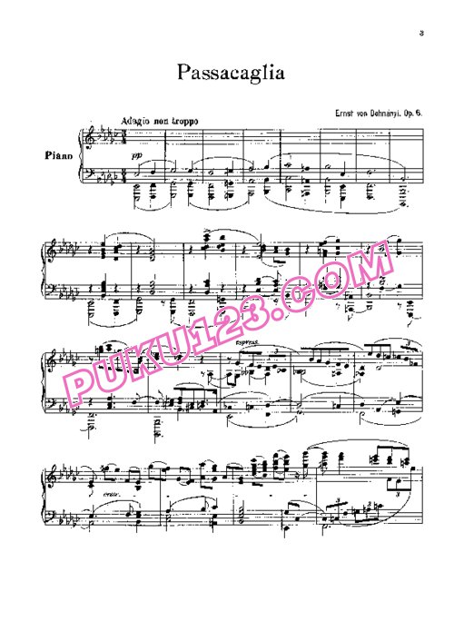 天天钢琴网-免费下载Dohnanyi - Passacaglia Op.6