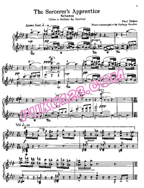 天天钢琴网-免费下载Dukas - Sandor - L apprenti Sorcier 钢琴独奏版