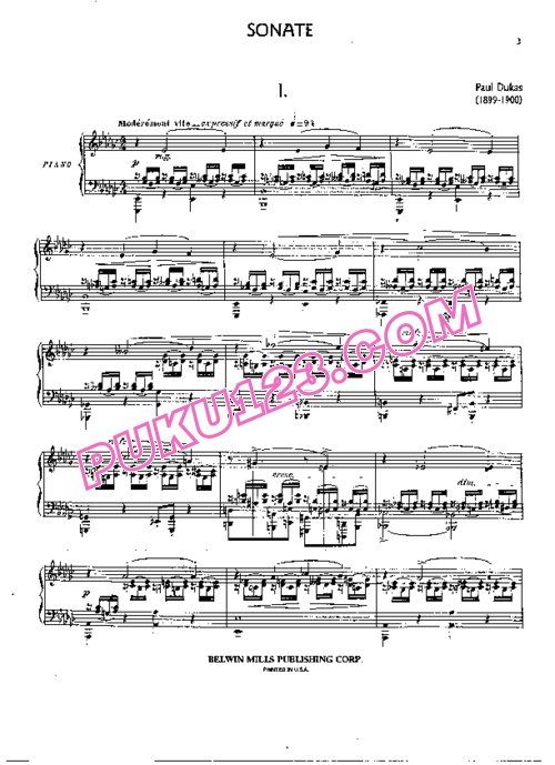 天天钢琴网-免费下载Dukas - Piano Sonata in e flat Minor