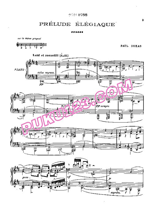 天天钢琴网-免费下载Dukas - Prelude Elegiaque