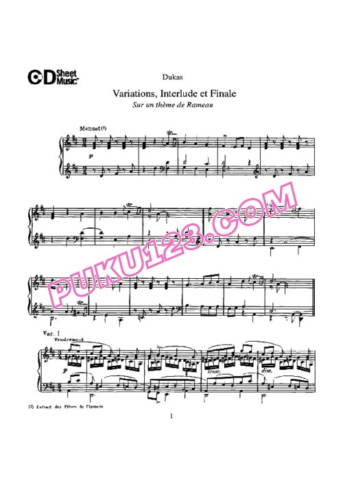 天天钢琴网-免费下载Dukas - Variations, Interlude & Finale on theme de Rameau