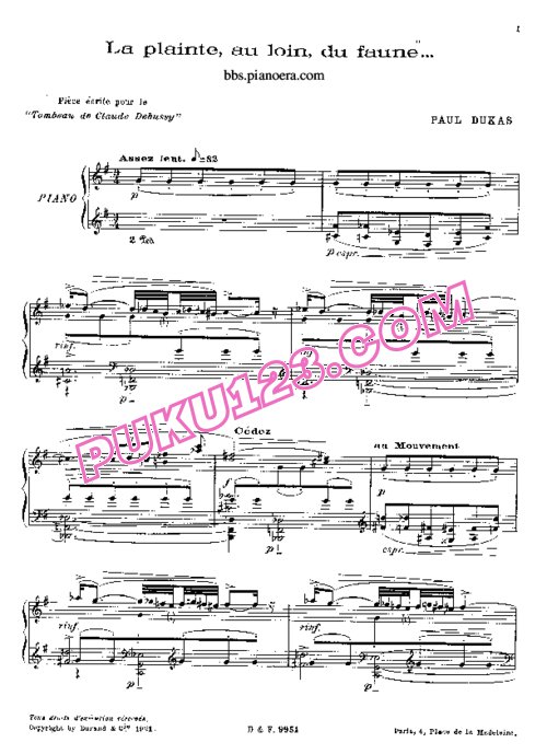 天天钢琴网-免费下载Dukas - La plainte, au loin, du faune