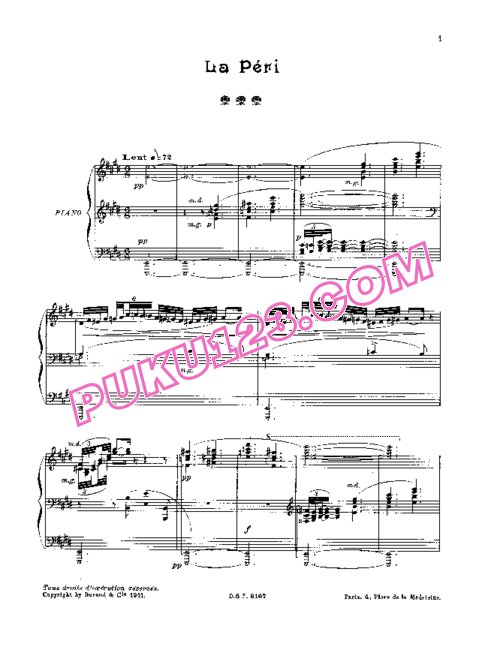 天天钢琴网-免费下载Dukas - Roques - La Peri - Solo Piano