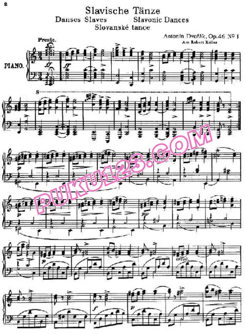 天天钢琴网-免费下载Dvorak - Keller - Slavonic Dances Op.46 - solo piano 独奏版 Op.46