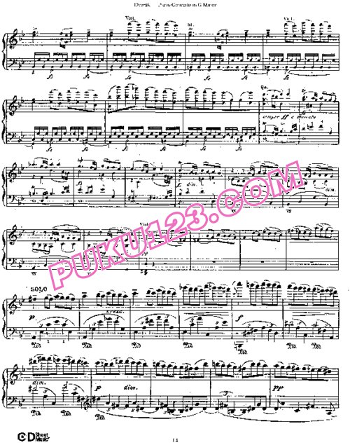 天天钢琴网-免费下载Dvorak - Piano Concerto in g-minor Op.33 钢琴独奏版