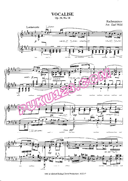 天天钢琴网-免费下载Rachmaninoff - Wild - Vocalise Op.34-14