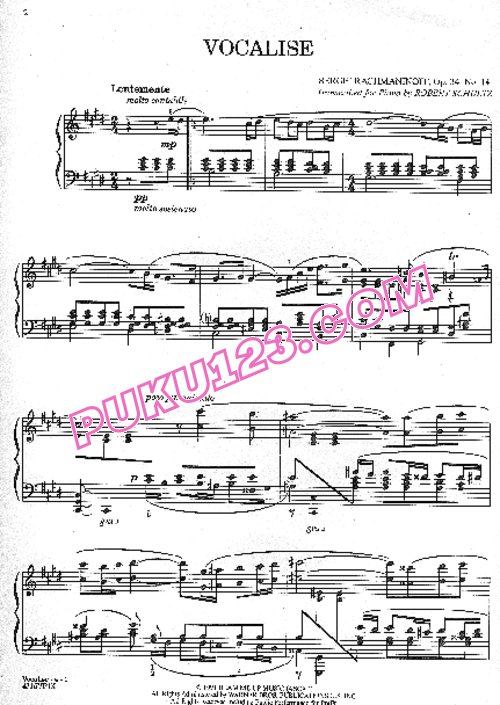 天天钢琴网-免费下载Rachmaninov - Schultz - Vocalise Op.34-14