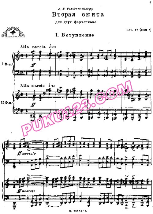 天天钢琴网-免费下载Rachmaninoff - Suite no 2 op 17 for 2 Piano's - Part 1