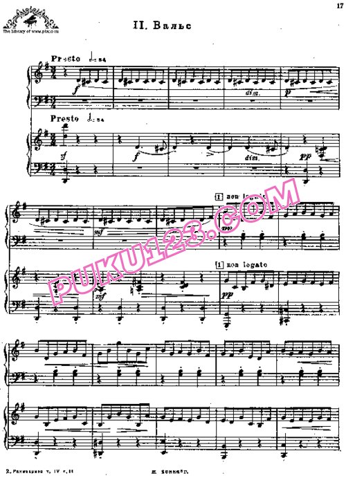 天天钢琴网-免费下载Rachmaninoff - Suite no 2 op 17 for 2 Piano's - Part 2
