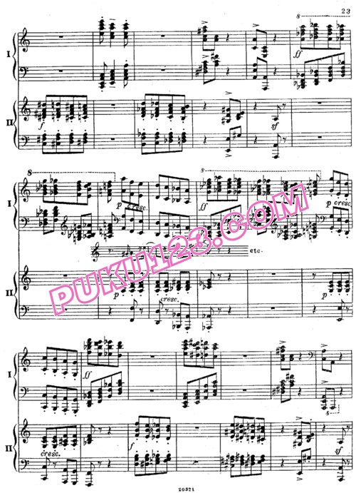 天天钢琴网-免费下载Rachmaninoff - Rhapsody On A Theme Of Paganini Op.43 双钢琴版