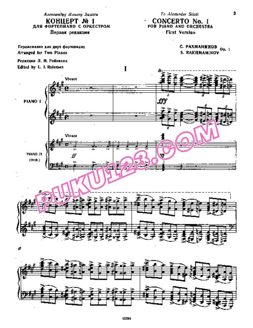 天天钢琴网-免费下载Rachmaninoff - Piano Concerto No.1 in f-sharp Minor Op.1 - 2 Pianos (1891) 双钢琴版(1891年首版)