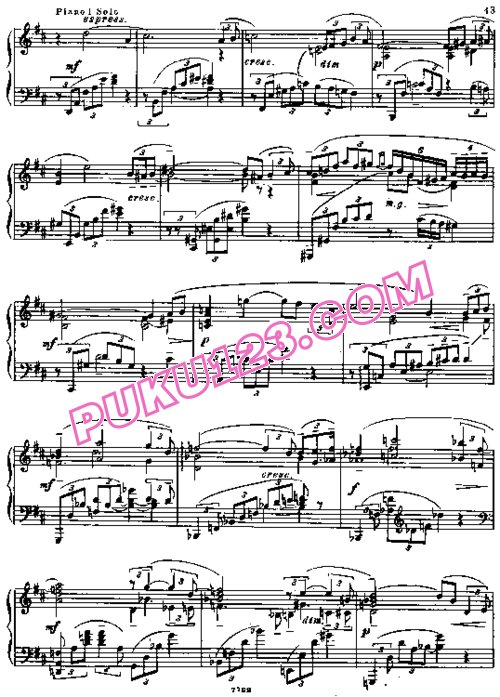 天天钢琴网-免费下载Rachmaninoff - Piano Concerto No.1 in f-sharp Minor Op.1 - 2 Pianos (1917) 双钢琴版(1917年修订版)