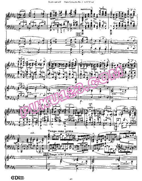 天天钢琴网-免费下载Rachmaninoff - Piano Concerto no.3 in d Minor Op.30 - 2 Pianos