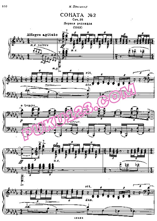 天天钢琴网-免费下载Rachmaninoff - Piano Sonata No.2 in b-flat Minor Op.36 (1913, original) 1913年原版