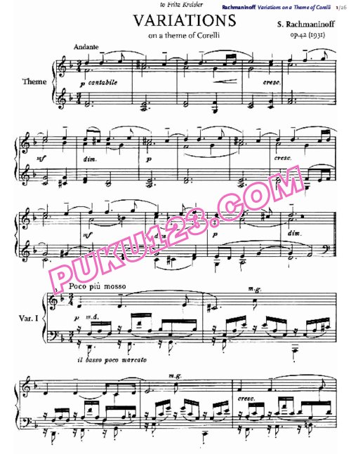天天钢琴网-免费下载Rachmaninoff - Variations on a Theme of Corelli