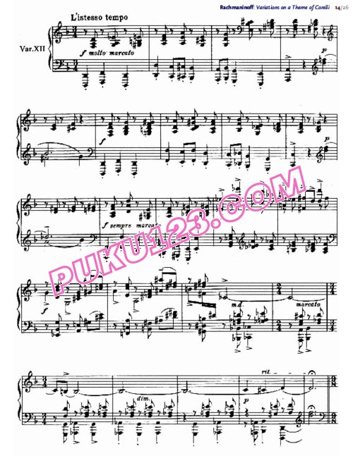 天天钢琴网-免费下载Rachmaninoff - Variations on a Theme of Corelli