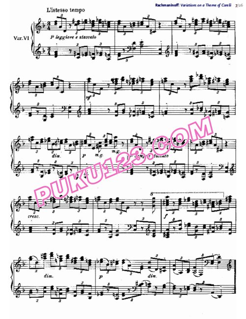 天天钢琴网-免费下载Rachmaninoff - Variations on a Theme of Corelli
