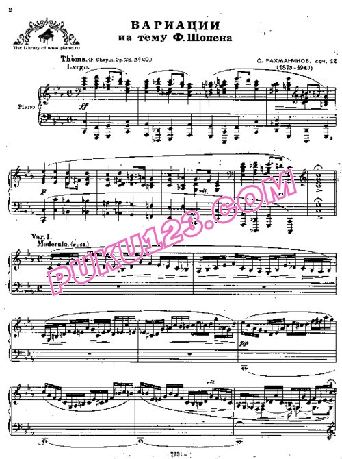 天天钢琴网-免费下载Rachmaninoff - Variations on a Theme by Chopin Op.22