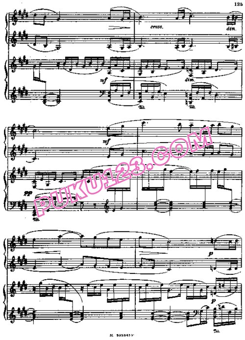 天天钢琴网-免费下载Rachmaninoff - Symphonic Dance Op.45-1 for 2 Pianos