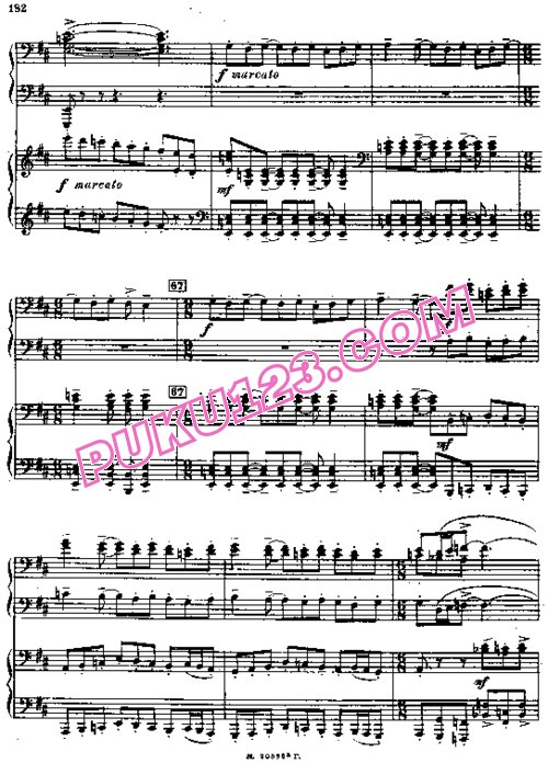 天天钢琴网-免费下载Rachmaninoff - Symphonic Dance Op.45-3 for 2 Pianos