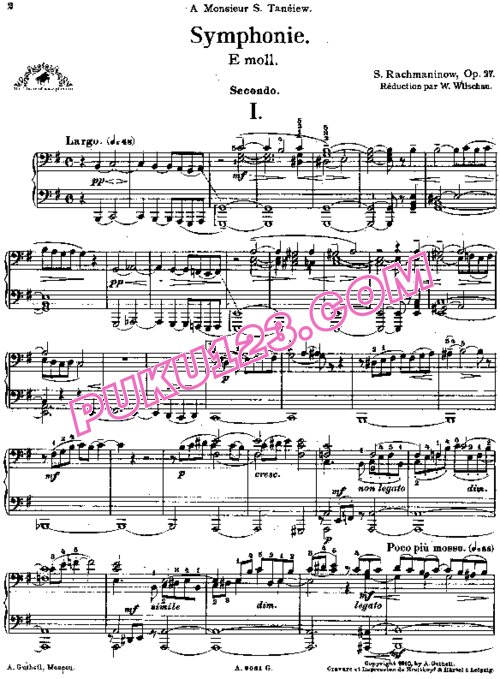 天天钢琴网-免费下载Rachmaninoff - Symphony no.2 in e Minor Op.27 - Quatre Mains 四手联弹版