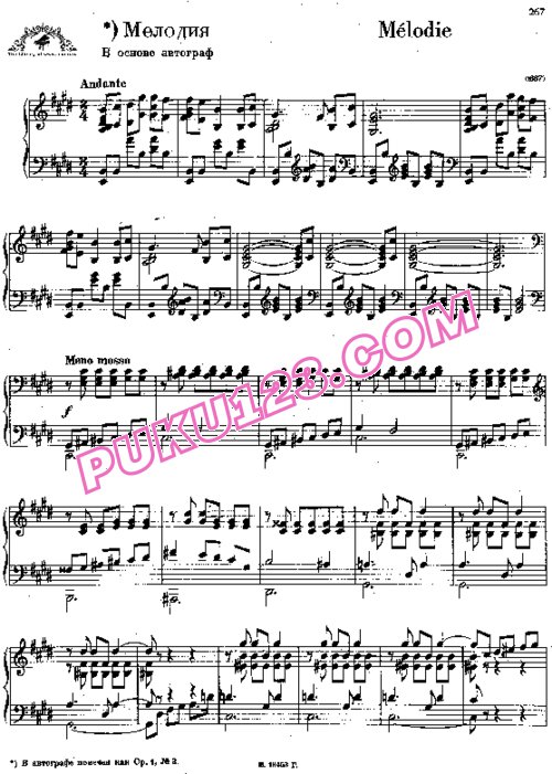 天天钢琴网-免费下载Rachmaninoff - Melodie in E Major
