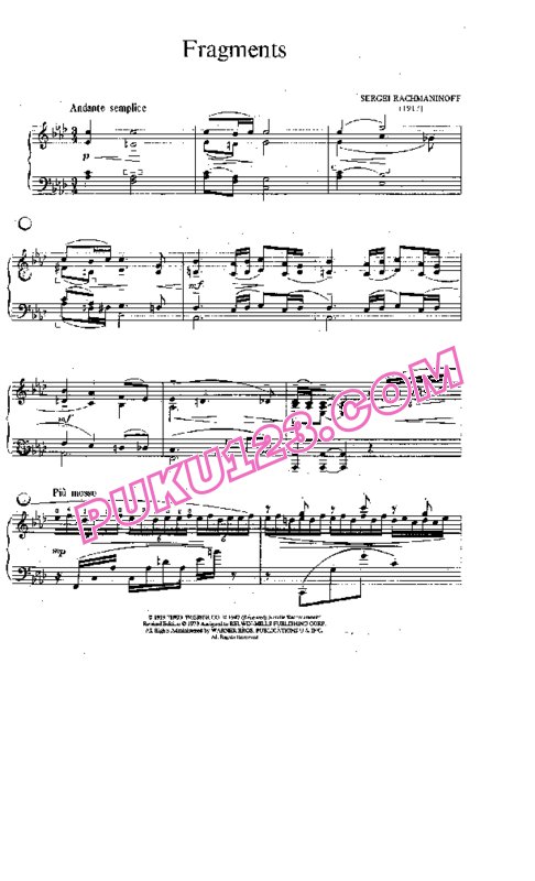 天天钢琴网-免费下载Rachmaninoff - Fragments in A-flat Major Op.posth (1917)