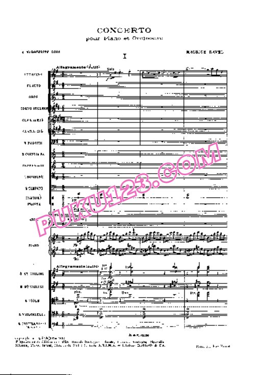 天天钢琴网-免费下载Ravel - Piano Concerto in G Major - Full Score