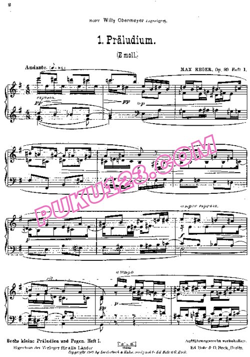 天天钢琴网-免费下载Reger - 6 Preludes and Fugues Op.99