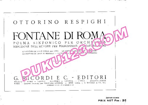 天天钢琴网-免费下载Respighi - Fontane di Roma - 4 Hands