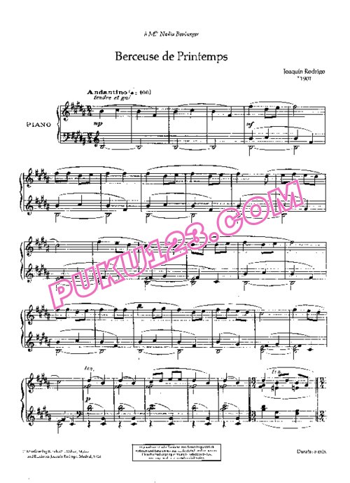 天天钢琴网-免费下载Rodrigo - Deux Berceuses (piano)