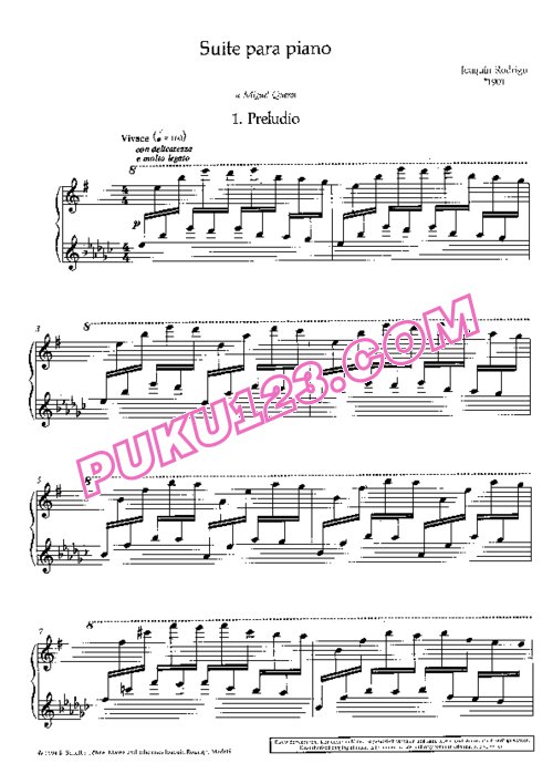 天天钢琴网-免费下载Rodrigo - Suite para piano