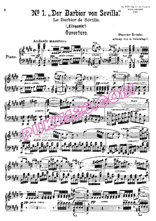 天天钢琴网-免费下载Rossini - Ouverture Der Barbier Von Sevilla 钢琴独奏版