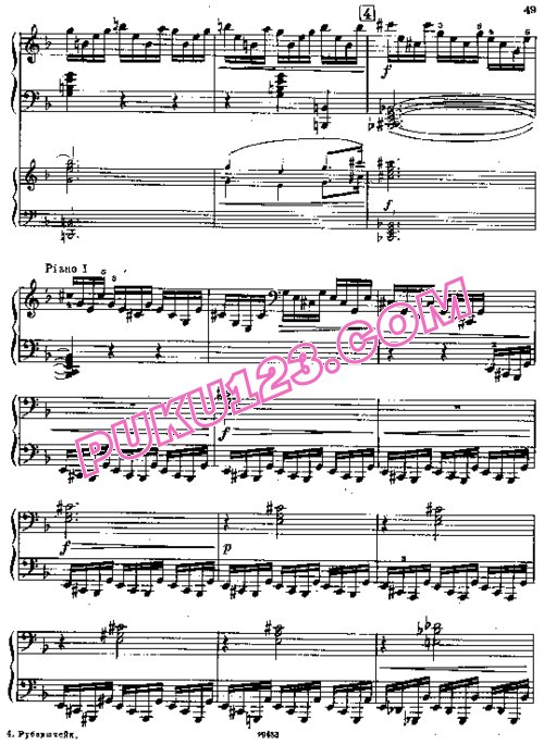 天天钢琴网-免费下载Rubinstein - Piano Concerto No.4 in d Minor Op.70 - 2 Pianos