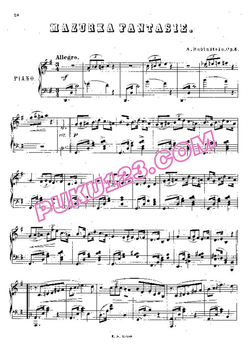 天天钢琴网-免费下载Rubinstein - Mazurka Fantasie Op.4